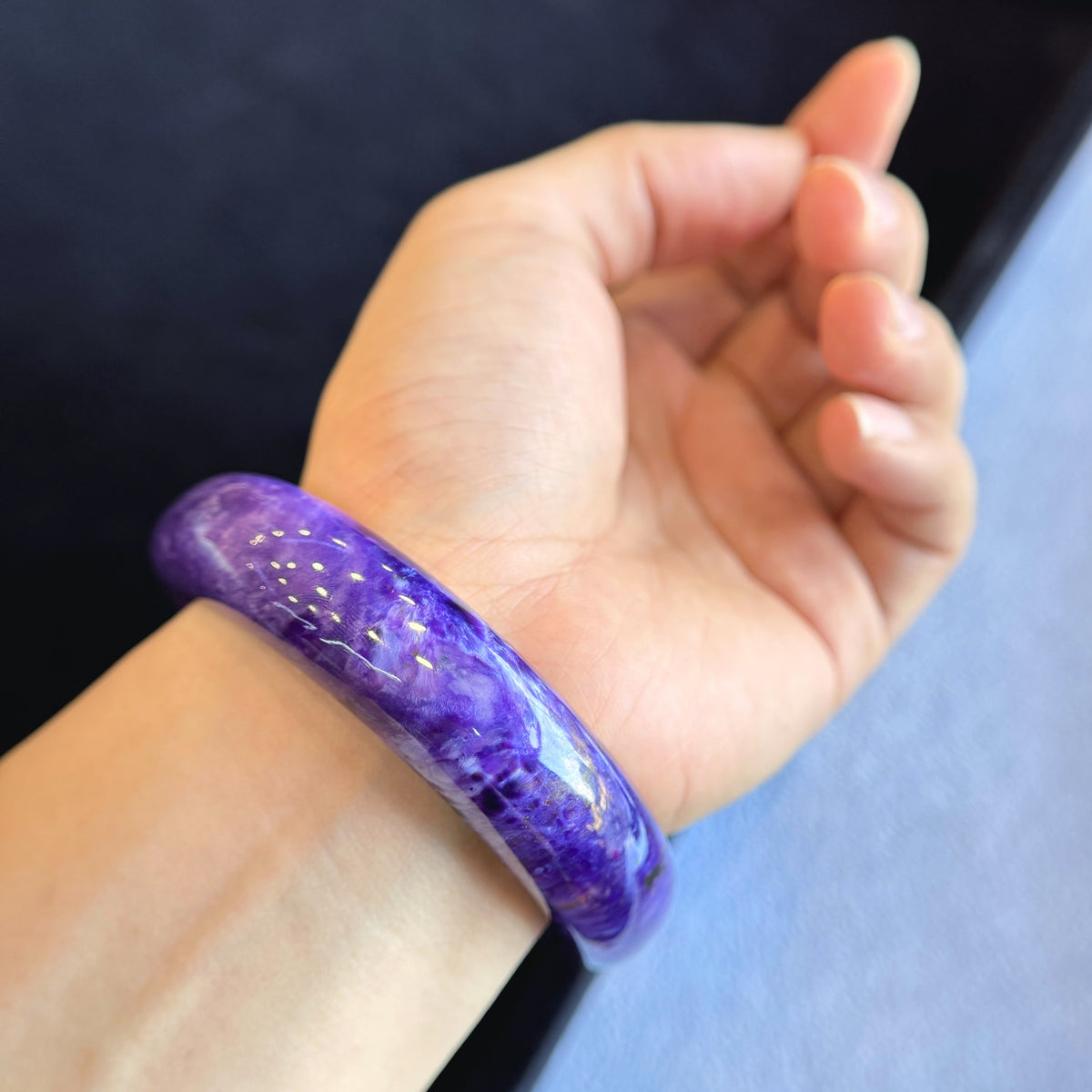 Charoite Bangle Leaf Style Size 57 mm