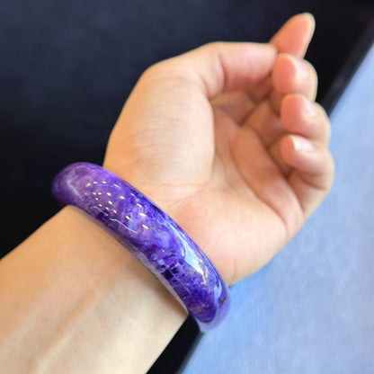 Charoite Bangle Leaf Style Size 57 mm