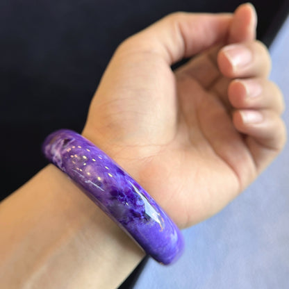 Charoite Bangle Leaf Style Size 57 mm