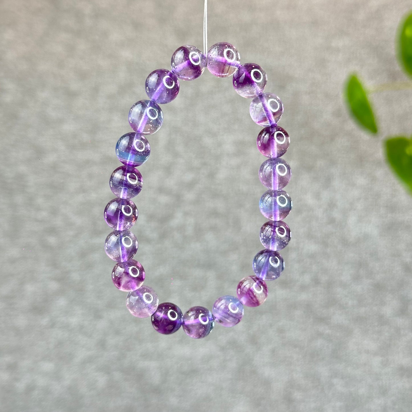 Natural Fluorite with Pyrite Bracelet Size 9 mm