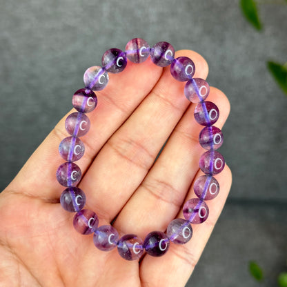 Natural Fluorite with Pyrite Bracelet Size 9 mm