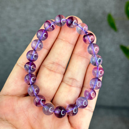 Natural Fluorite with Pyrite Bracelet Size 9 mm