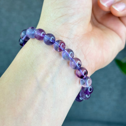 Natural Fluorite with Pyrite Bracelet Size 9 mm