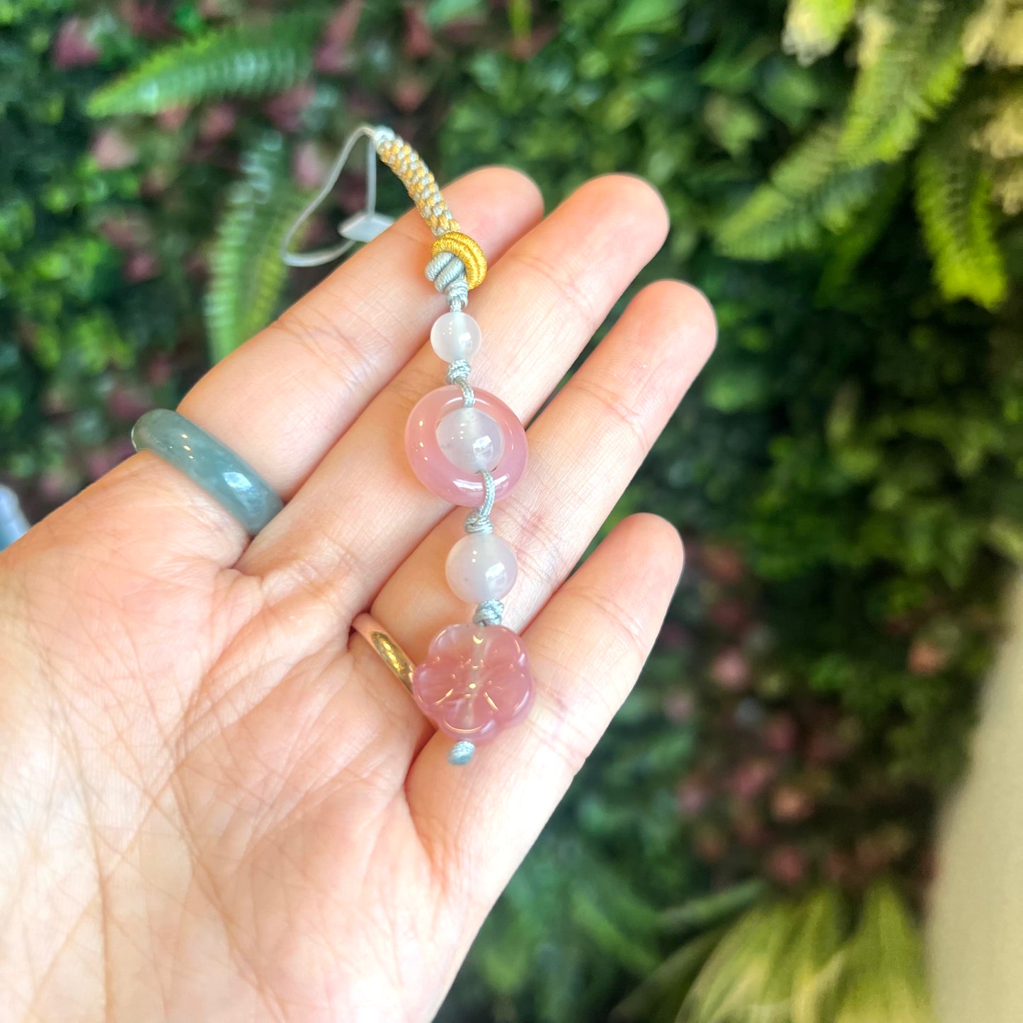 Natural Yuanyuan Pink Agate Apricot Flower Hanging Accessory