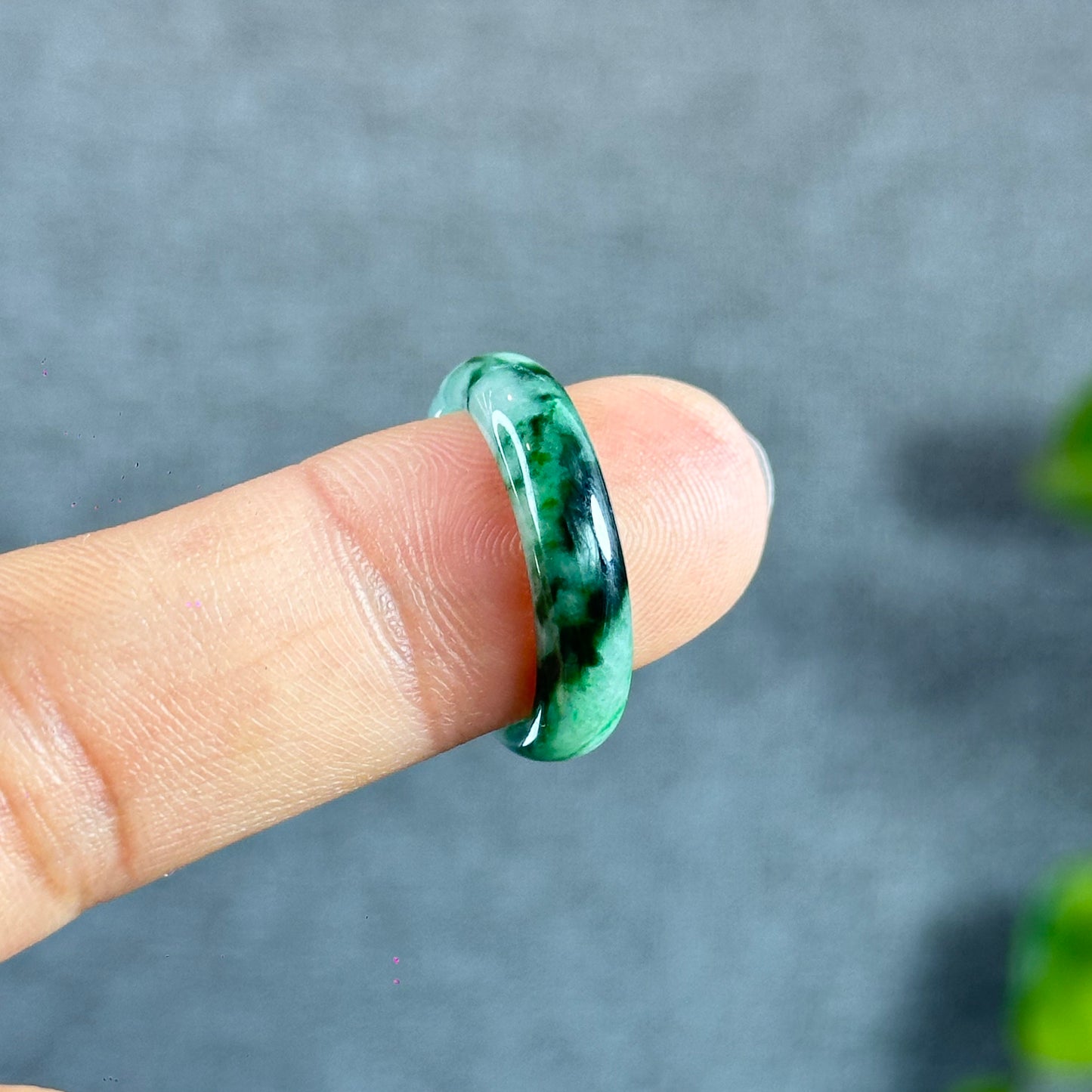 Son Thuy Green Jadeite Jade Ring Leaf Style Size 1.8