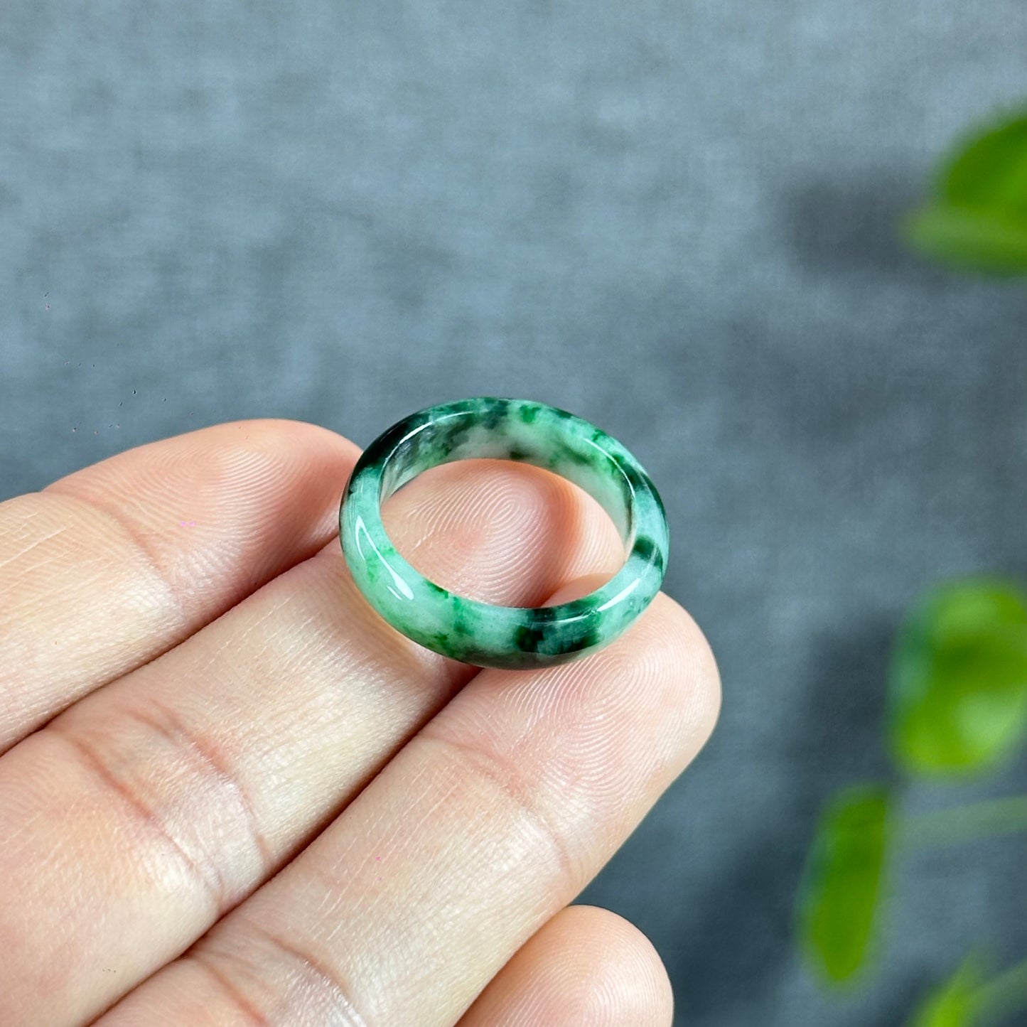 Son Thuy Green Jadeite Jade Ring Leaf Style Size 1.8