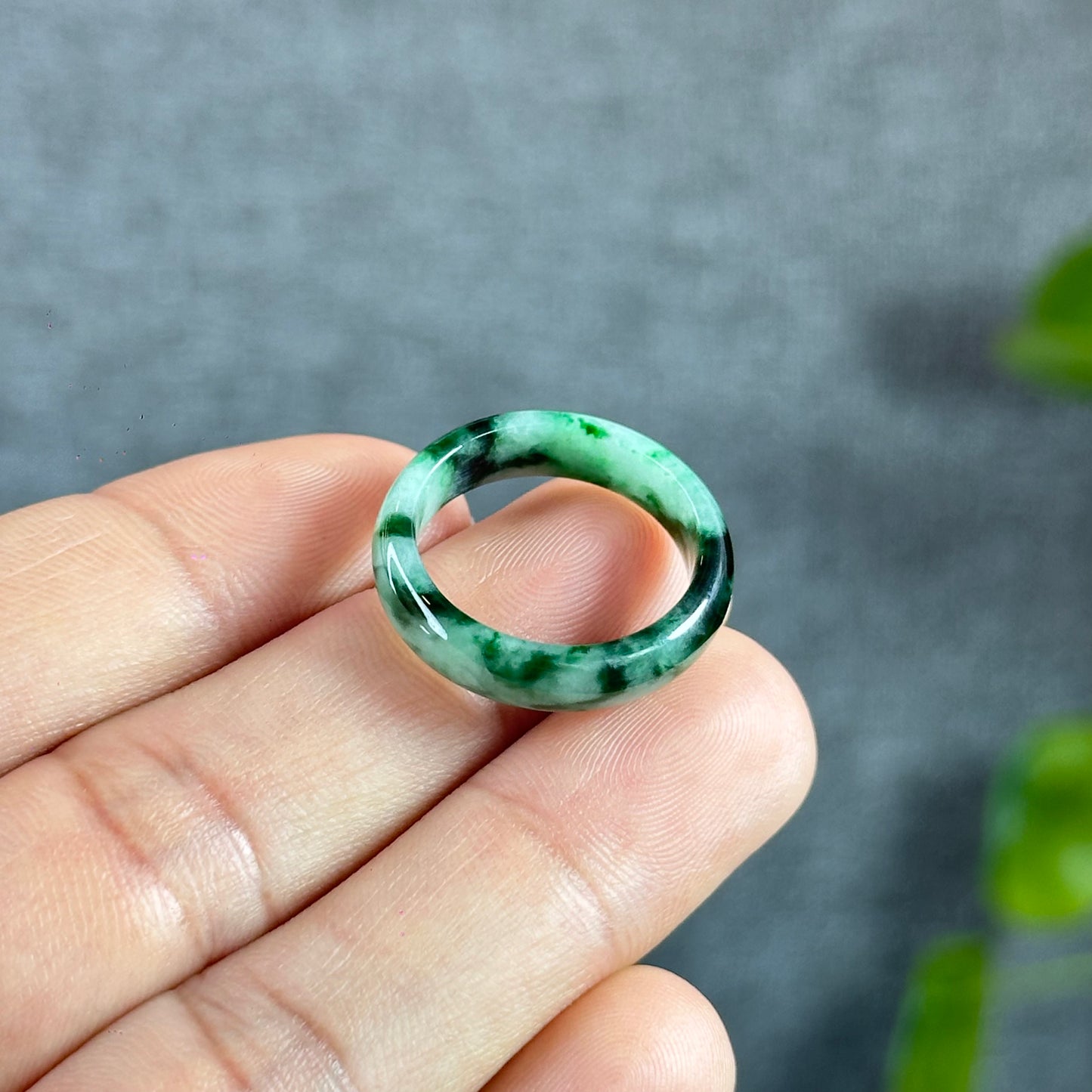 Son Thuy Green Jadeite Jade Ring Leaf Style Size 1.8