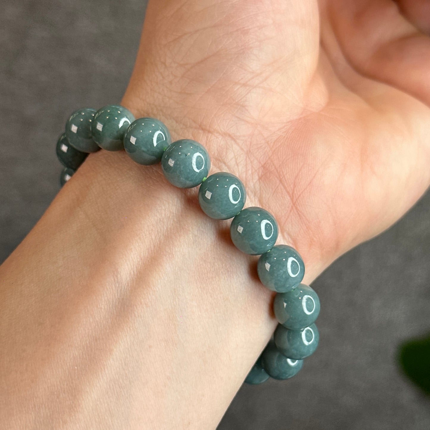 Blue Water Jadeite Jade Bracelet Size 9.5-10 mm