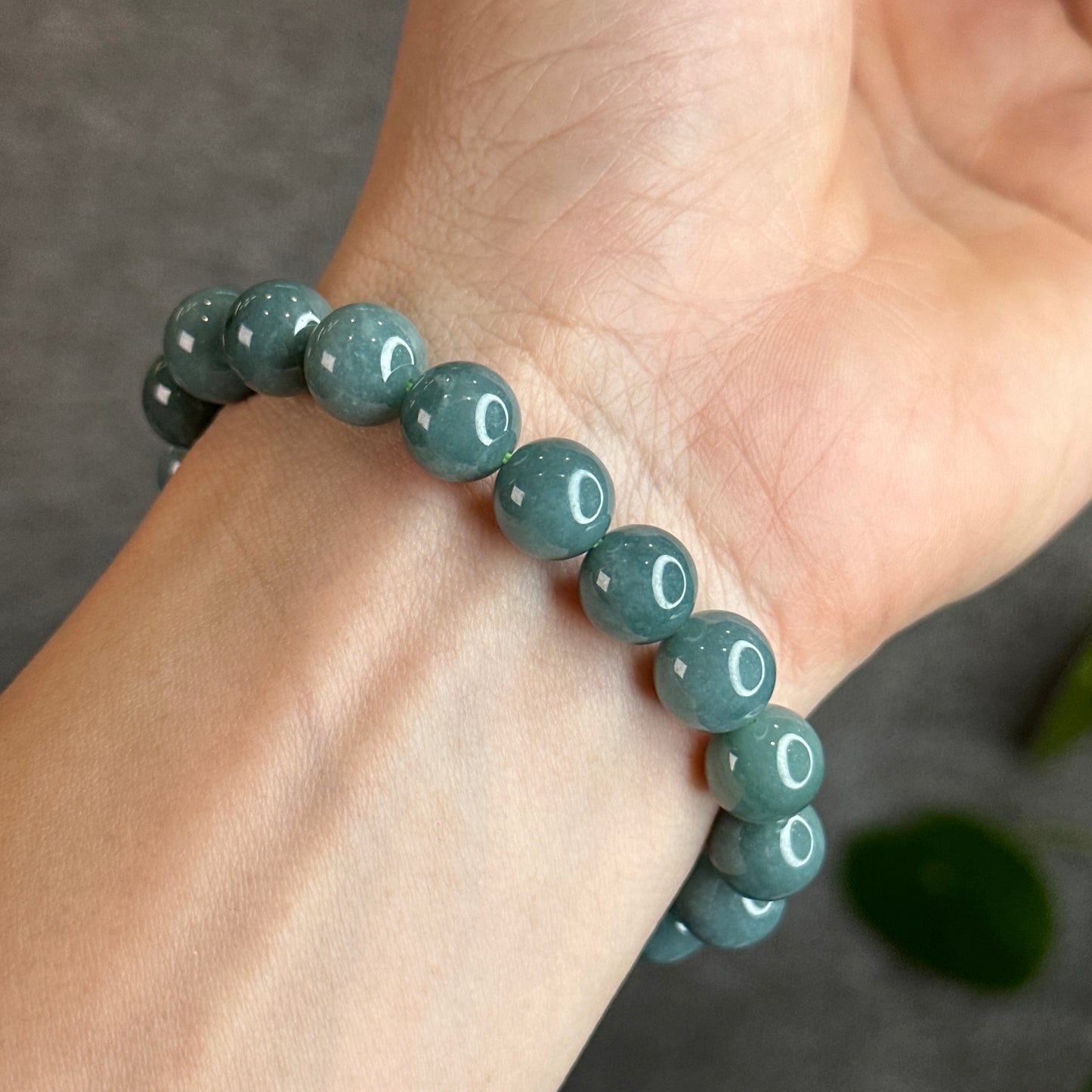 Blue Water Jadeite Jade Bracelet Size 9.5-10 mm