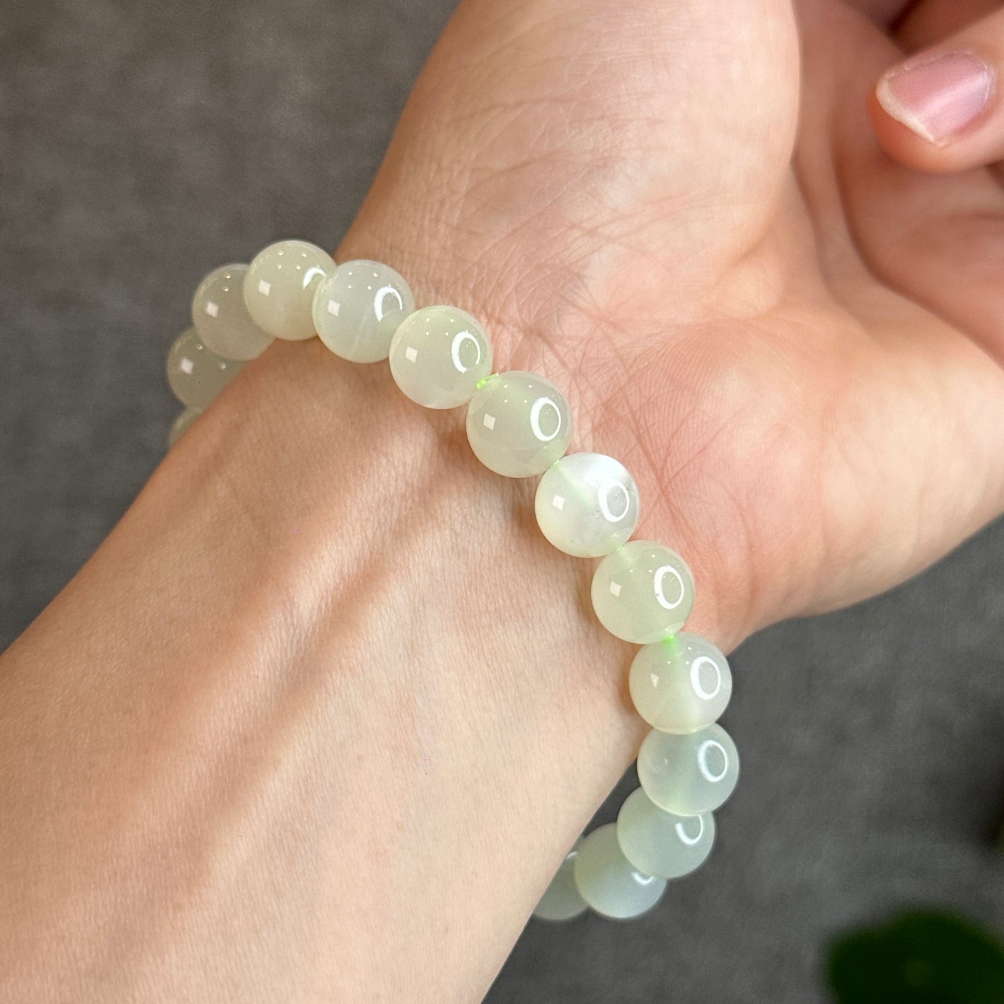 Green Moonstone Bracelet Size 10 mm