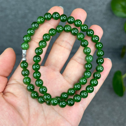 Natural High Quality Nephrite Jade Necklace Size 8 mm