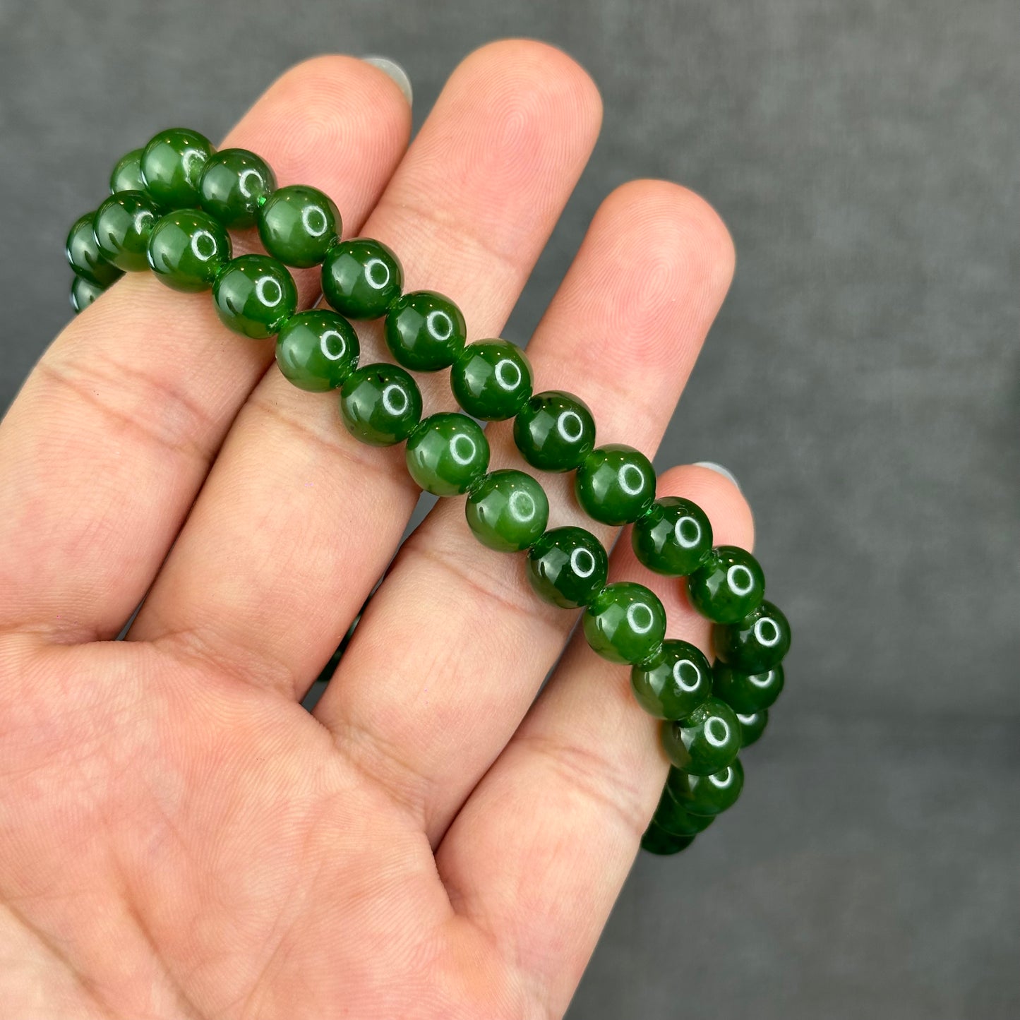 Natural High Quality Nephrite Jade Necklace Size 8 mm