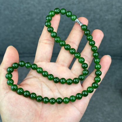 Natural High Quality Nephrite Jade Necklace Size 8 mm