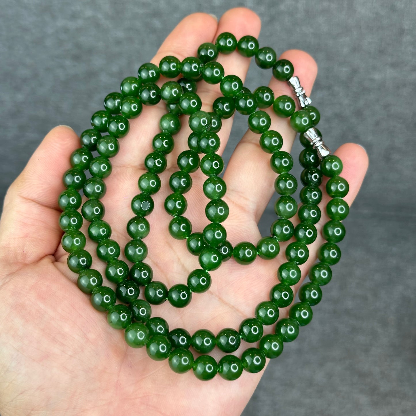 Natural High Quality Nephrite Jade Necklace Size 8 mm