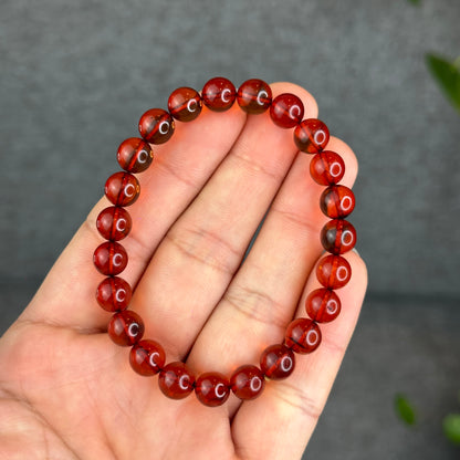 Natural Blood Amber Bracelet Size 7.7 mm