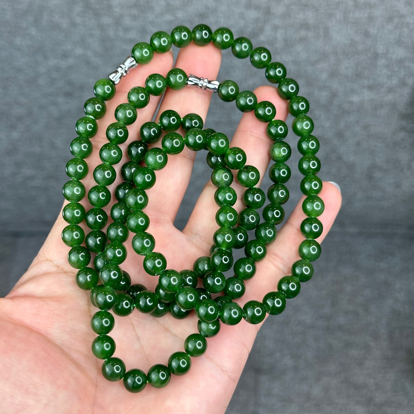 Natural High Quality Nephrite Jade Necklace Size 8 mm