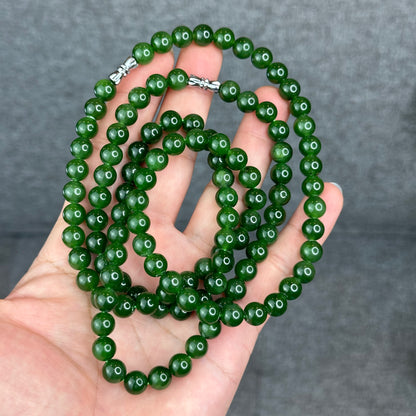 Natural High Quality Nephrite Jade Necklace Size 8 mm