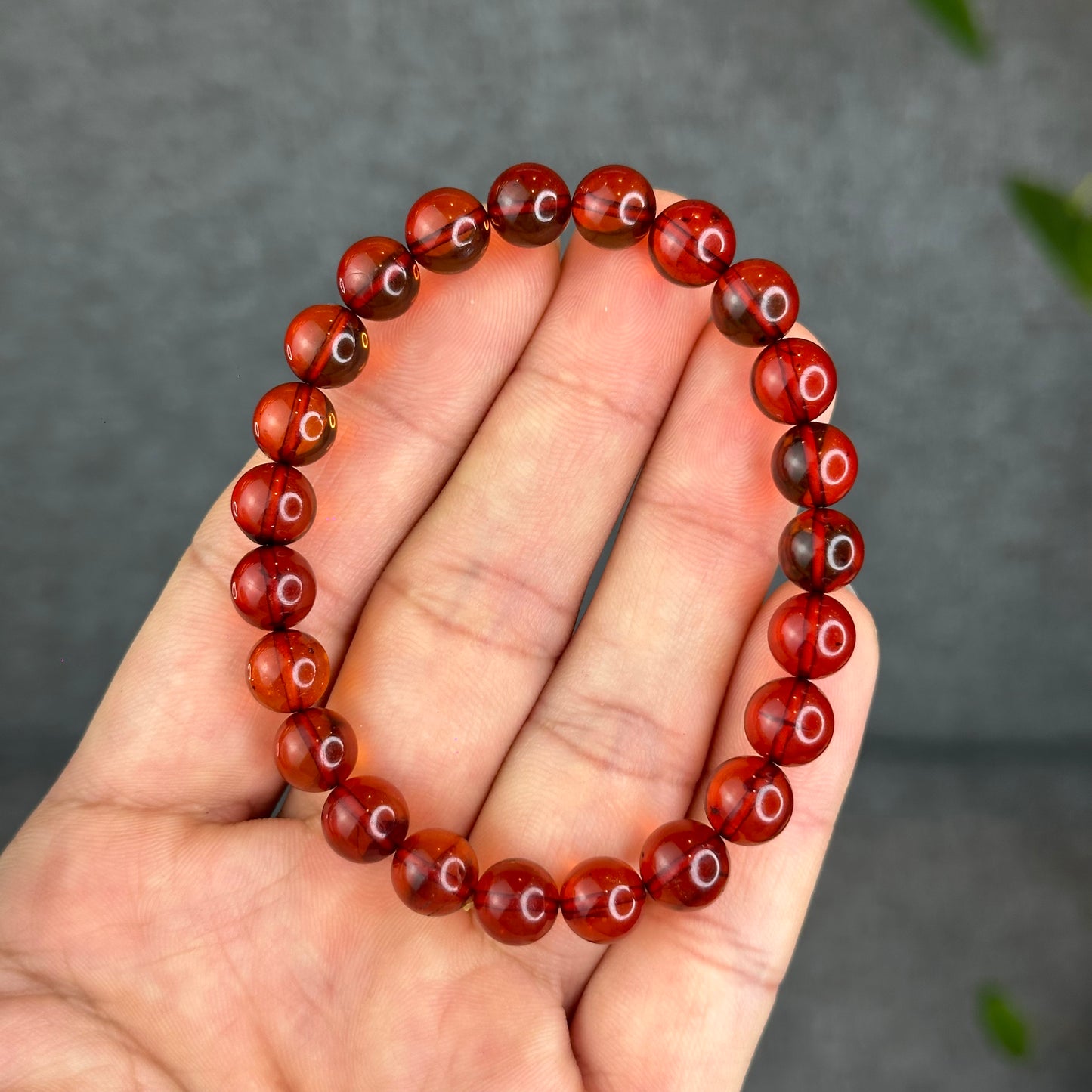 Natural Blood Amber Bracelet Size 7.7 mm
