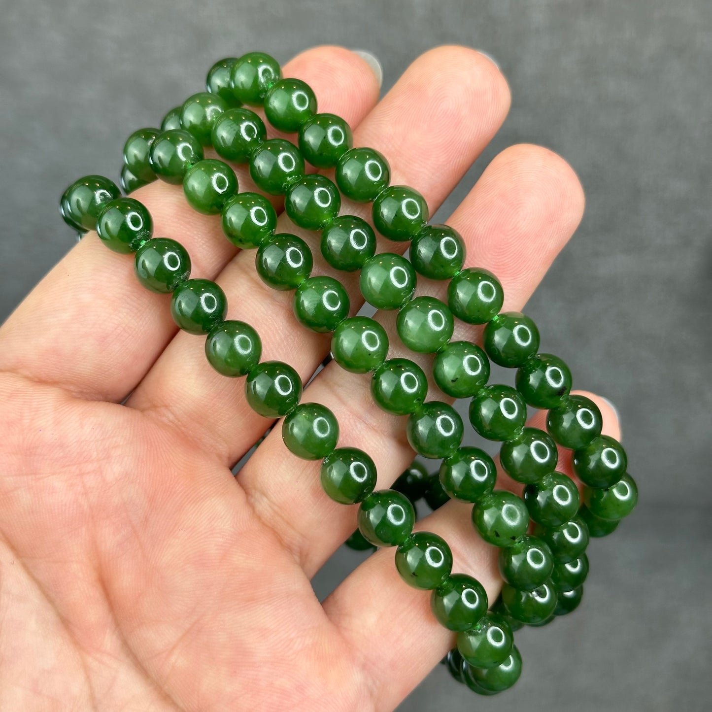 Natural High Quality Nephrite Jade Necklace Size 8 mm
