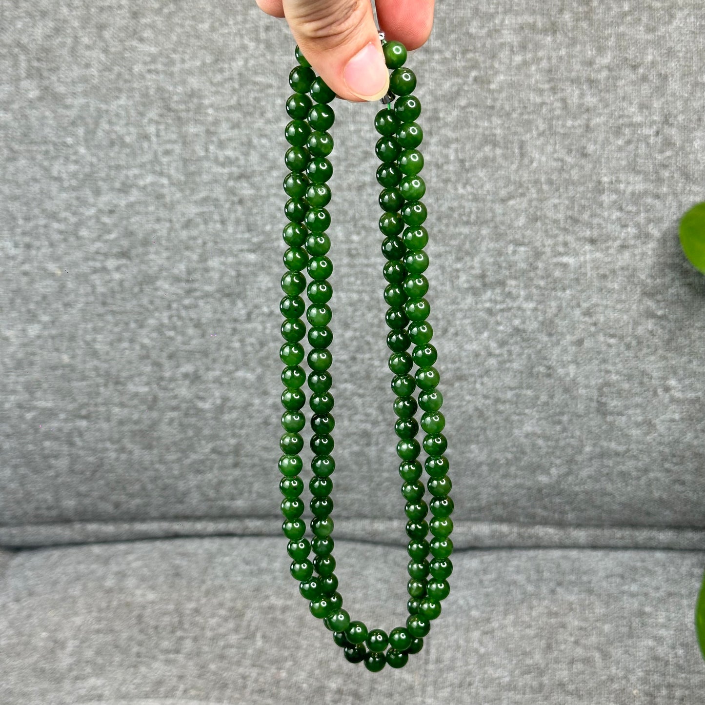 Natural High Quality Nephrite Jade Necklace Size 8 mm