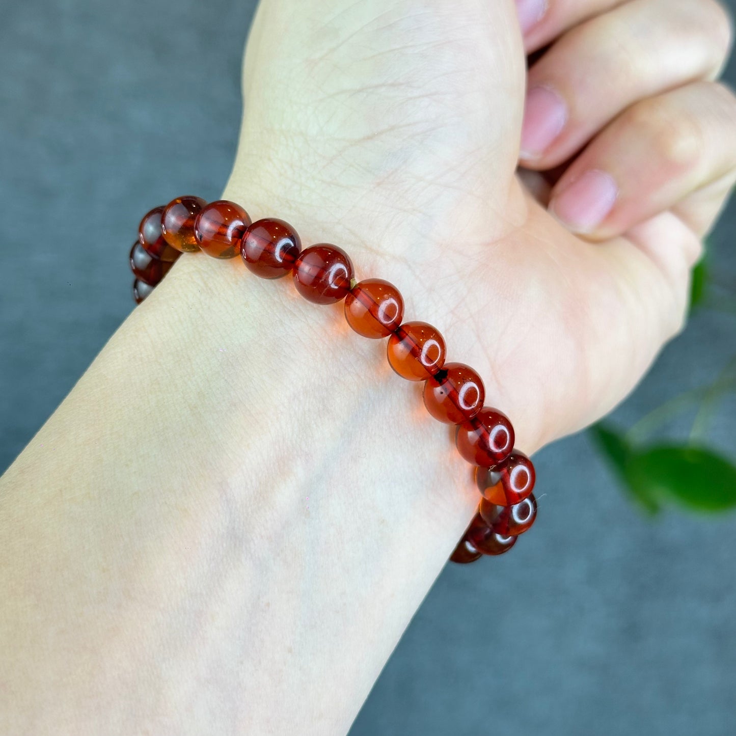 Natural Blood Amber Bracelet Size 7.7 mm