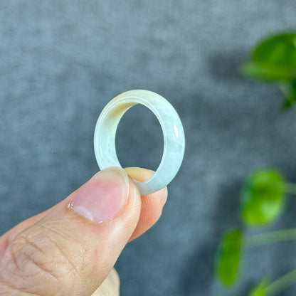 Orange White Jadeite Jade Ring Leaf Style Size 1.89