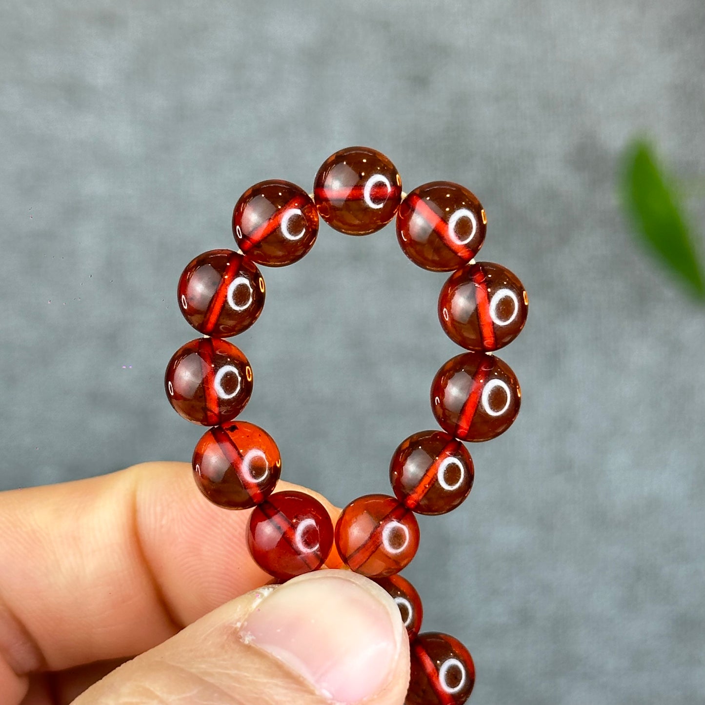 Natural Blood Amber Bracelet Size 7.7 mm