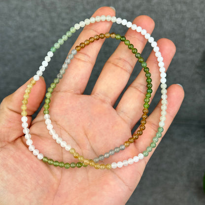 Natural Multi-Colour Hetian Nephrite Jade Triple Wrap Bracelet Size 4 mm