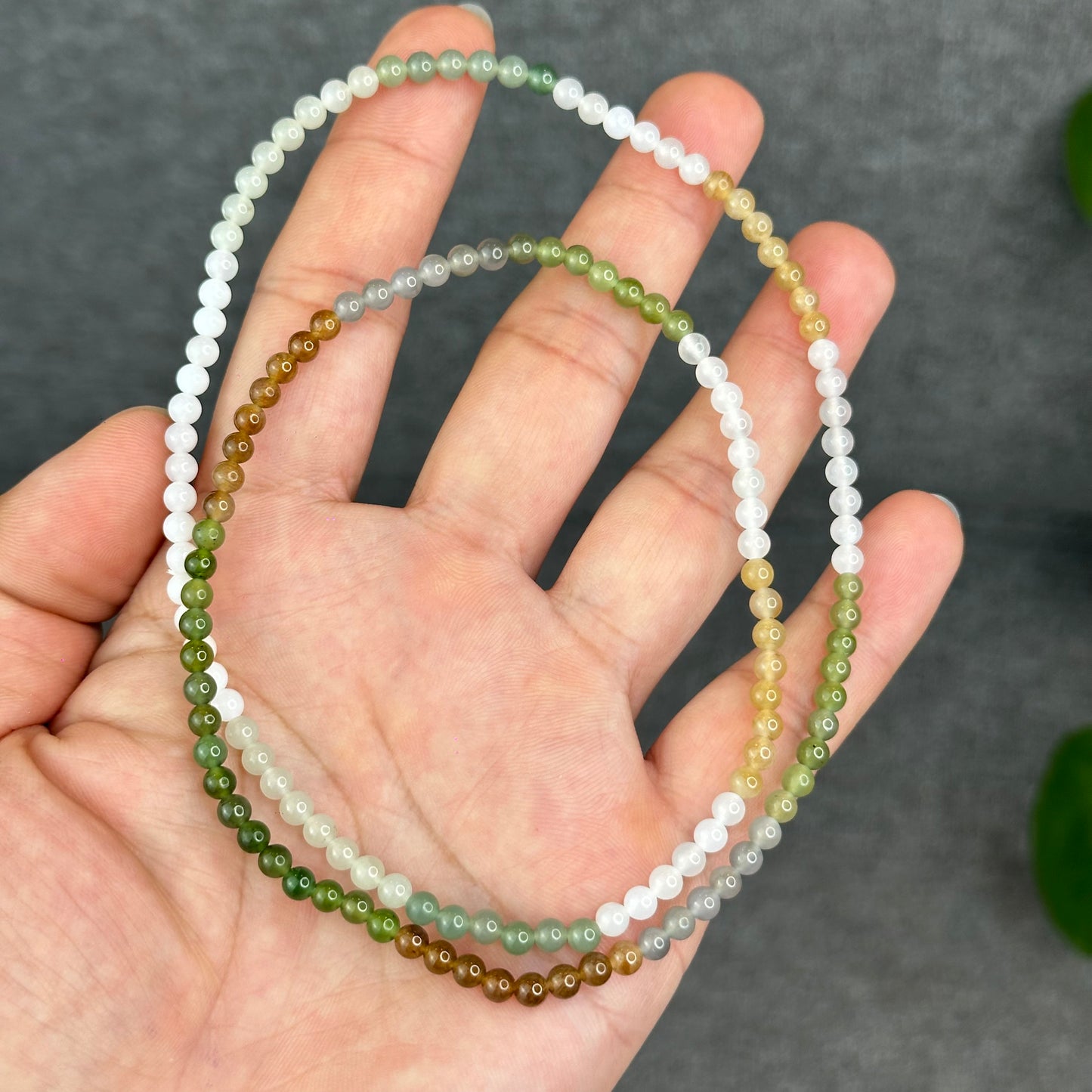 Natural Multi-Colour Hetian Nephrite Jade Triple Wrap Bracelet Size 4 mm
