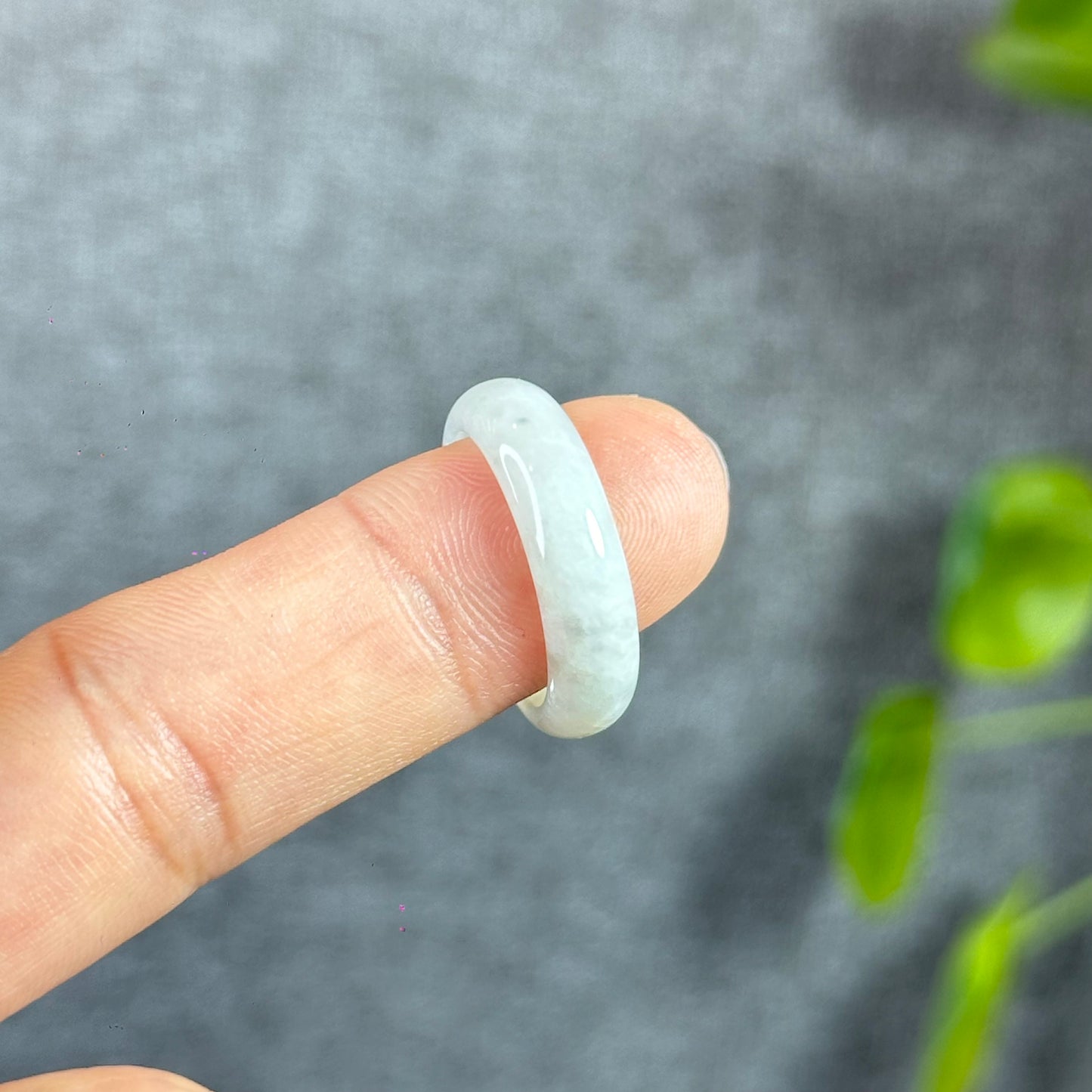 Orange White Jadeite Jade Ring Leaf Style Size 1.89
