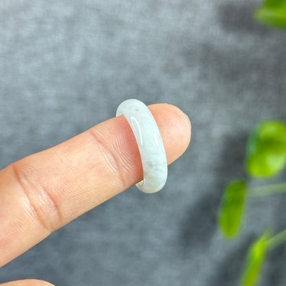 Orange White Jadeite Jade Ring Leaf Style Size 1.89