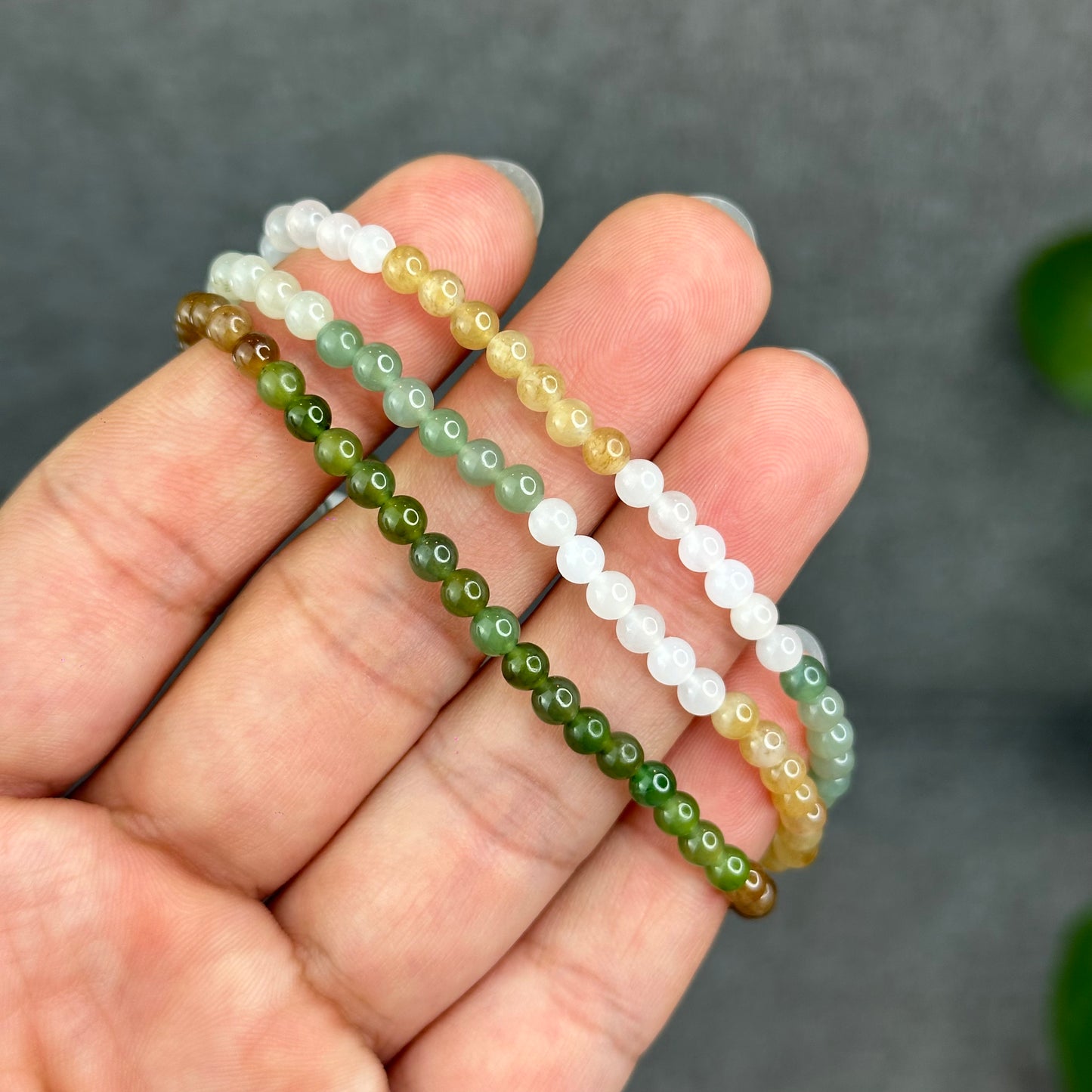 Natural Multi-Colour Hetian Nephrite Jade Triple Wrap Bracelet Size 4 mm