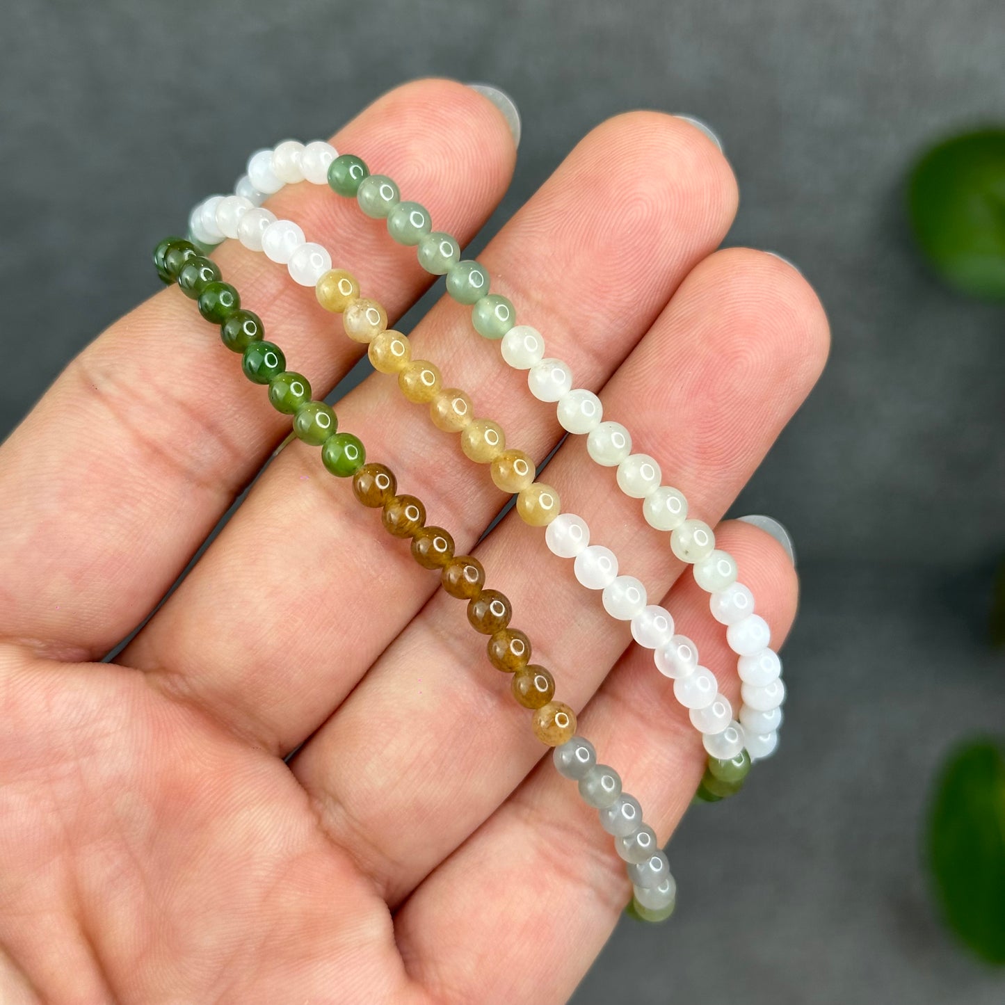 Natural Multi-Colour Hetian Nephrite Jade Triple Wrap Bracelet Size 4 mm
