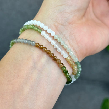 Natural Multi-Colour Hetian Nephrite Jade Triple Wrap Bracelet Size 4 mm