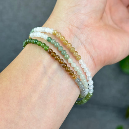 Natural Multi-Colour Hetian Nephrite Jade Triple Wrap Bracelet Size 4 mm