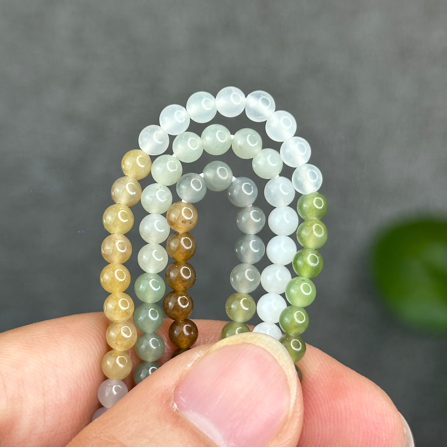 Natural Multi-Colour Hetian Nephrite Jade Triple Wrap Bracelet Size 4 mm