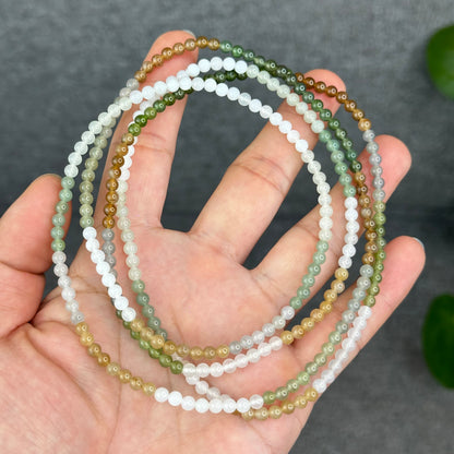 Natural Multi-Colour Hetian Nephrite Jade Triple Wrap Bracelet Size 4 mm