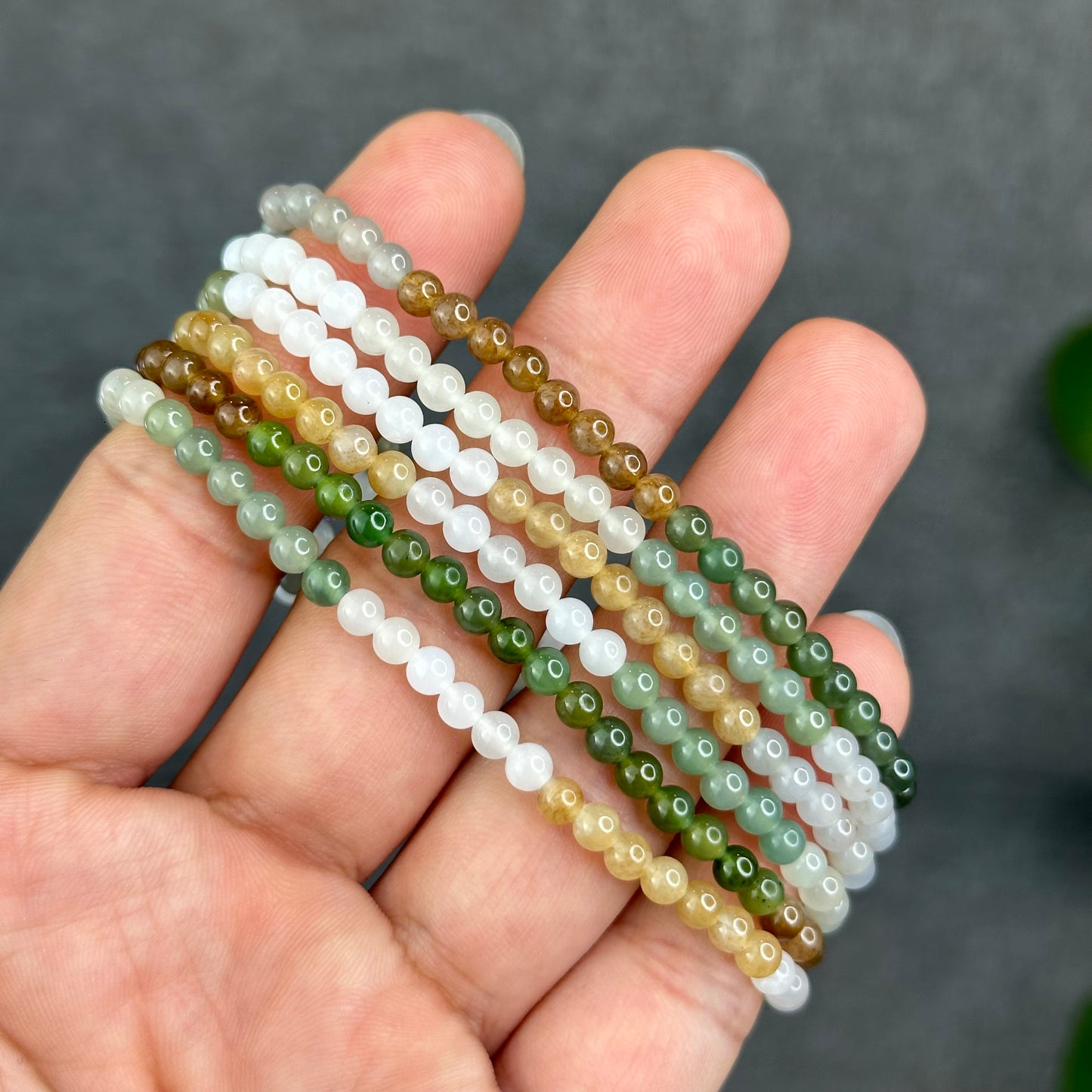 Natural Multi-Colour Hetian Nephrite Jade Triple Wrap Bracelet Size 4 mm