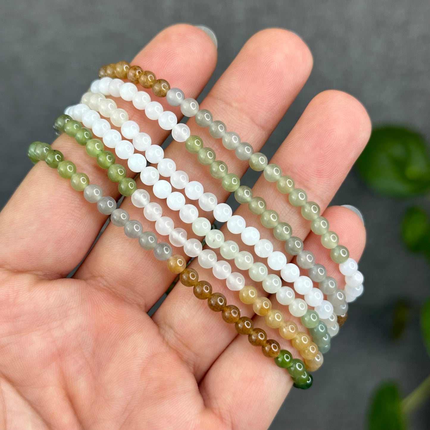 Natural Multi-Colour Hetian Nephrite Jade Triple Wrap Bracelet Size 4 mm