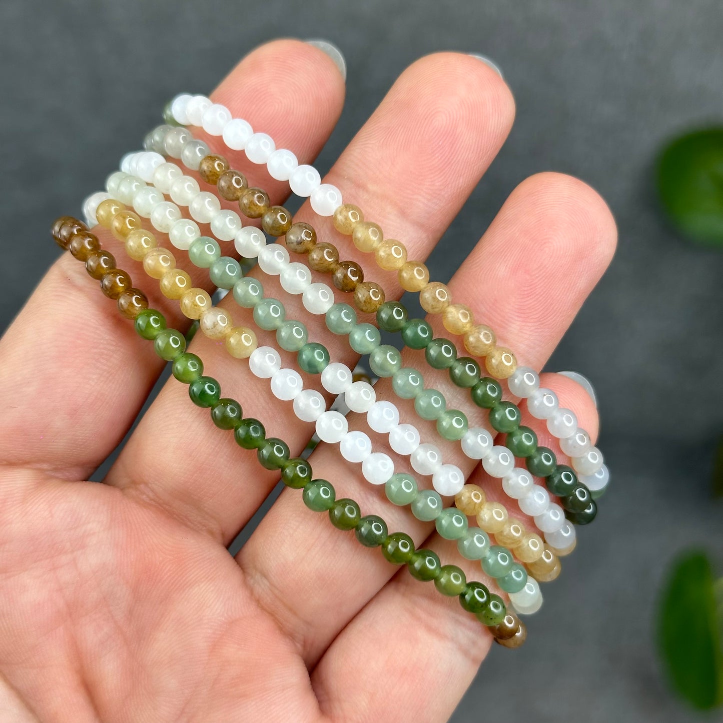 Natural Multi-Colour Hetian Nephrite Jade Triple Wrap Bracelet Size 4 mm