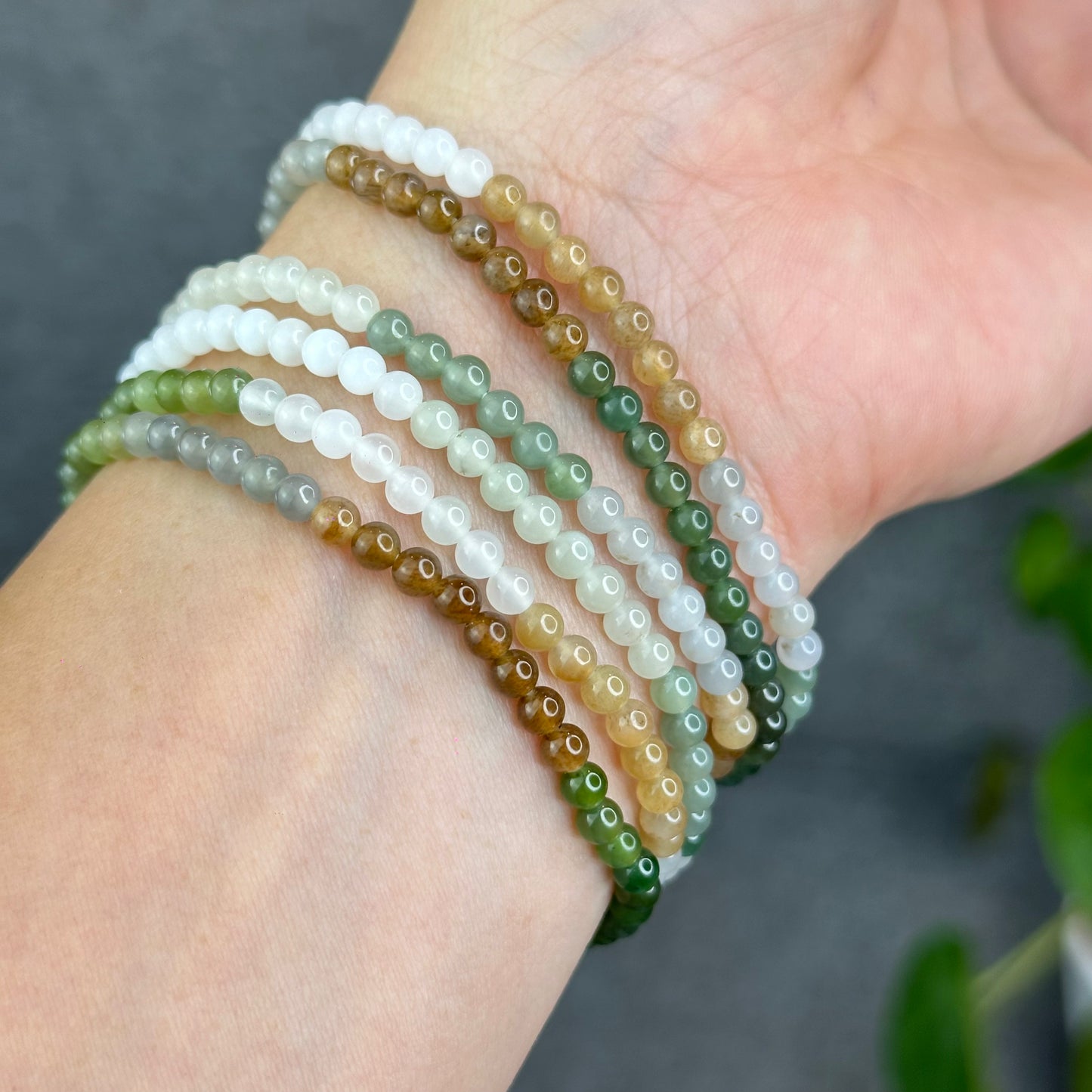 Natural Multi-Colour Hetian Nephrite Jade Triple Wrap Bracelet Size 4 mm