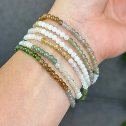 Natural Multi-Colour Hetian Nephrite Jade Triple Wrap Bracelet Size 4 mm