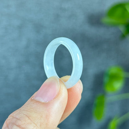 Ivory White Jadeite Jade Ring Leaf Style Size 1.89