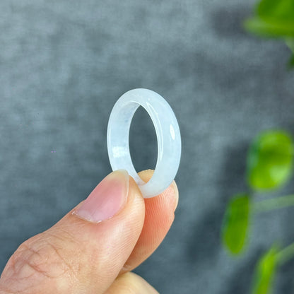 Ivory White Jadeite Jade Ring Leaf Style Size 1.89