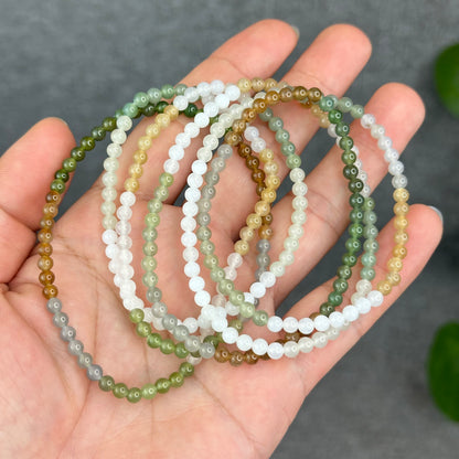 Natural Multi-Colour Hetian Nephrite Jade Triple Wrap Bracelet Size 4 mm