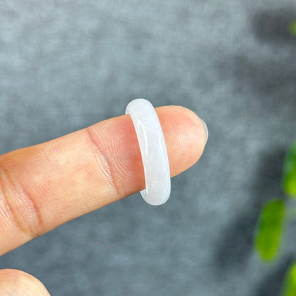 Ivory White Jadeite Jade Ring Leaf Style Size 1.89
