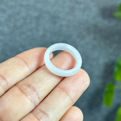 Ivory White Jadeite Jade Ring Leaf Style Size 1.89