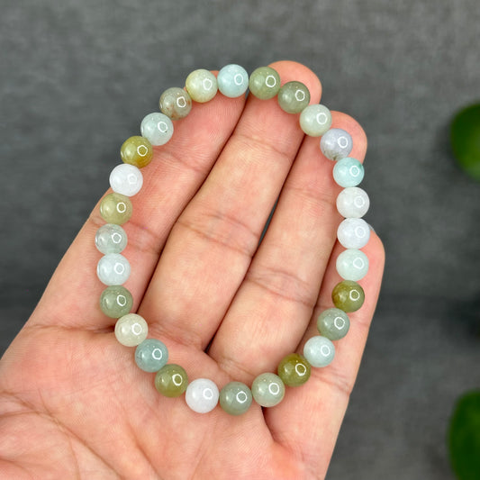 Natural 4 Seasons Colour Type A Jadeite Jade Bracelet Size 7 mm