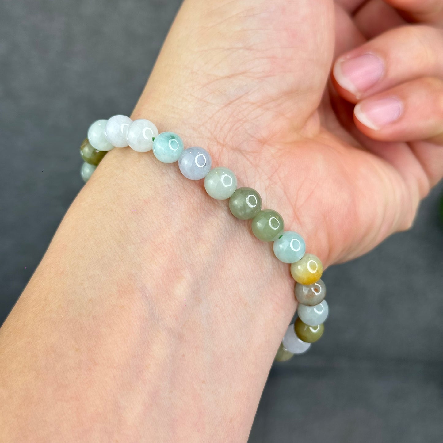 Natural 4 Seasons Colour Type A Jadeite Jade Bracelet Size 7 mm