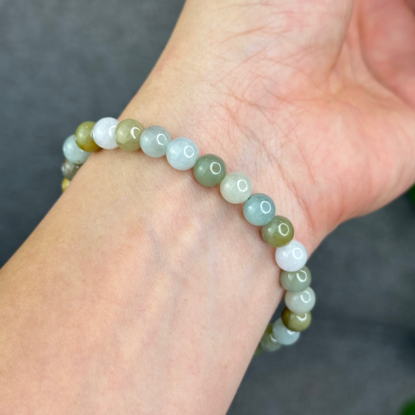 Natural 4 Seasons Colour Type A Jadeite Jade Bracelet Size 7 mm